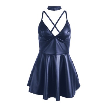 SUBBLIME - 955427 VESTIDO COM ALÇAS DE COURO AZUL L-XL