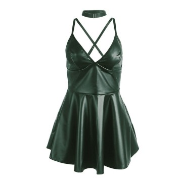 SUBBLIME - 955441 VESTIDO COM ALÇAS DE COURO VERDE L-XL