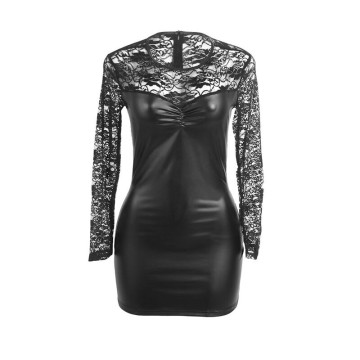 SUBBLIME - 955595 VESTIDO MANGA COMPRIDA COM RENDA PRETA S-M
