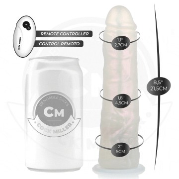 COCK MILLER - DILDO COM VENTOSA, LUZES E VIBRAÇÃO COM CONTROLE REMOTO BRANCO 19,5 CM