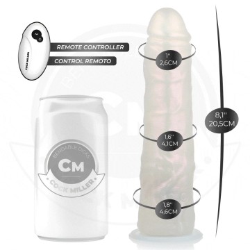 COCK MILLER - DILDO COM VENTOSA, LUZES E VIBRAÇÃO COM CONTROLE REMOTO BRANCO 20,5 CM