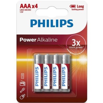 PHILIPS - PILHA ALCALINAS AAA LR03 BLISTER4