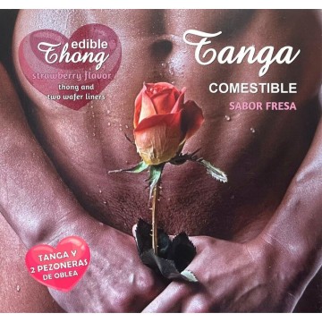 HOTFLOWERS - TANGA MASCULINA 2 BICOS WAFER DE MORANGO -es-pt-en-fr-it-