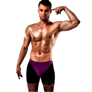 PASSION - BOXER 009 LILAC-PRETO LINGERIE ERÓTICA S-M