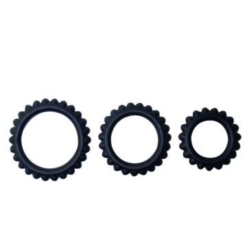 BAILE - CONJUNTO TITAN 3PCS ANEL PARA GALO PRETO 2.8 2.4 1.9 CM