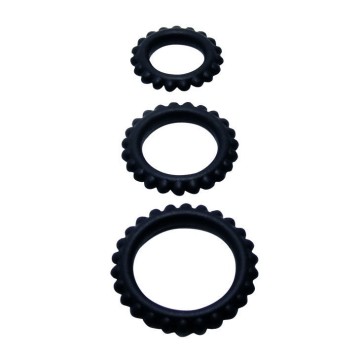 BAILE - CONJUNTO TITAN 3PCS ANEL PARA GALO PRETO 2.8 2.4 1.9 CM