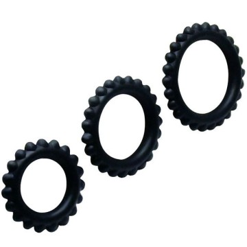 BAILE - CONJUNTO TITAN 3PCS ANEL PARA GALO PRETO 2.8 2.4 1.9 CM