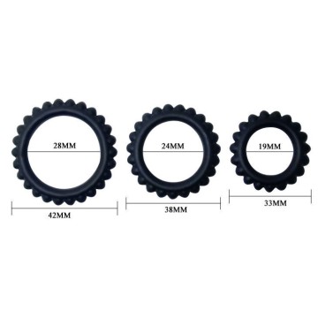 BAILE - CONJUNTO TITAN 3PCS ANEL PARA GALO PRETO 2.8 2.4 1.9 CM
