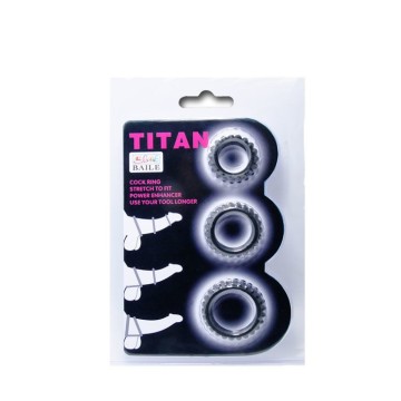 BAILE - CONJUNTO TITAN 3PCS ANEL PARA GALO PRETO 2.8 2.4 1.9 CM