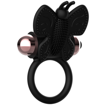 COQUETTE CHIC DESIRE - ANEL BORBOLETA COM VIBRADOR PRETO- OURO