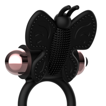 COQUETTE CHIC DESIRE - ANEL BORBOLETA COM VIBRADOR PRETO- OURO