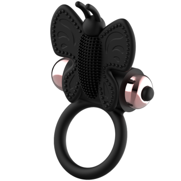 COQUETTE CHIC DESIRE - ANEL BORBOLETA COM VIBRADOR PRETO- OURO