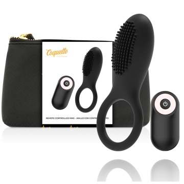 COQUETTE CHIC DESIRE - COCK RING CONTROLE REMOTO RECARREGVEL PRETO- OURO