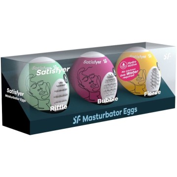 SATISFYER - 3 OVOS MASTURBADORES RIFFLE, BUBBLE and FIERCE