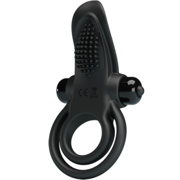 PRETTY LOVE - ANEL VIBRATÓRIO DUPLO ESTIMULADOR DE CLITÓRIS 10 VIBRAÇÕES PRETO