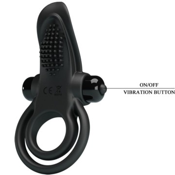 PRETTY LOVE - ANEL VIBRATÓRIO DUPLO ESTIMULADOR DE CLITÓRIS 10 VIBRAÇÕES PRETO