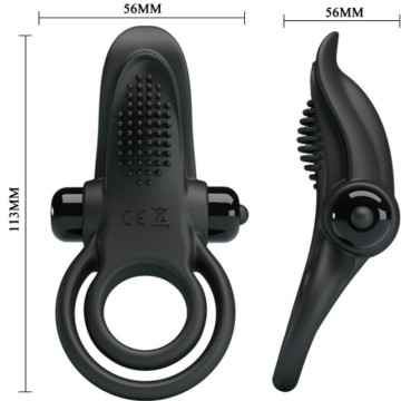 PRETTY LOVE - ANEL VIBRATÓRIO DUPLO ESTIMULADOR DE CLITÓRIS 10 VIBRAÇÕES PRETO