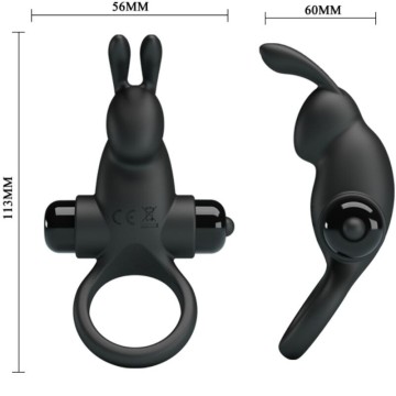PRETTY LOVE - ANEL VIBRATÓRIO ESTIMULADOR DE CLITÓRIS DE COELHO 10 VIBRAÇÕES PRETO