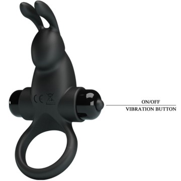 PRETTY LOVE - ANEL VIBRATÓRIO ESTIMULADOR DE CLITÓRIS DE COELHO 10 VIBRAÇÕES PRETO