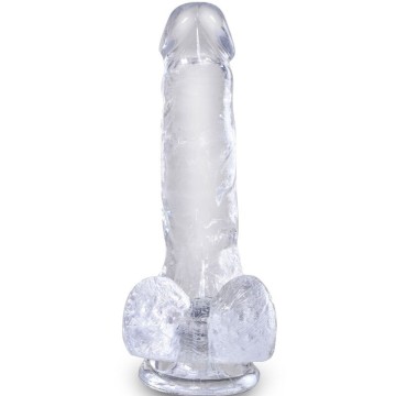 KING COCK - CLEAR PÊNIS REALÍSTICO COM BOLAS 13.5 CM TRANSPARENTE