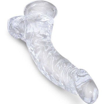 KING COCK - CLEAR PÊNIS CURVADO REALISTA COM BOLAS 16.5 CM TRANSPARENTE