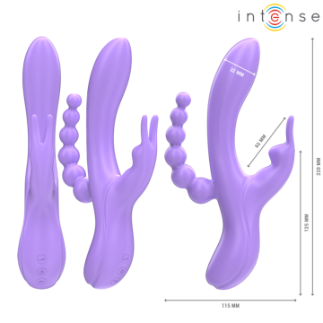 INTENSE - MIKO TRIPLO VIBRADOR COELHO and ESTIMULADOR and ANAL 7 VIBRAÇÕES ROXO