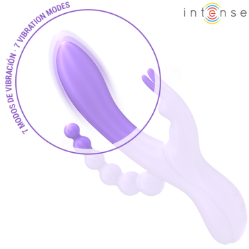 INTENSE - MIKO TRIPLO VIBRADOR COELHO and ESTIMULADOR and ANAL 7 VIBRAÇÕES ROXO