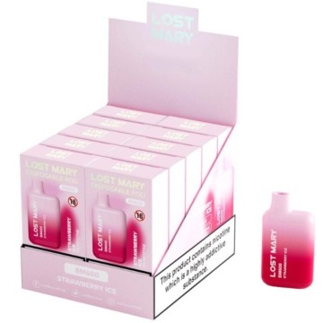 LOST MARY - (EXPOSITOR PROFESSIONAL PACK -10 UNIDADES) BM600 NICOTINE VAPER 2 DESCARTÁVEL MORANGO ICE