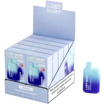 LOST MARY - (EXPOSITOR PROFESSIONAL PACK -10 UNIDADES) BM600 NICOTINE VAPER 2 DESCARTÁVEL AZUL RAZZ CHERRY