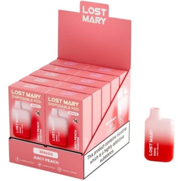 LOST MARY - (EXPOSITOR PROFESSIONAL PACK -10 UNIDADES) BM600 NICOTINE VAPER 2 DESCARTÁVEL JUICY PEACH