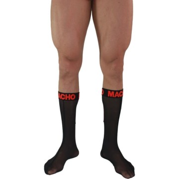 MACHO - MEIAS FINAS TAMANHO ÚNICO PRETO-VERMELHO