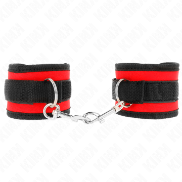 KINK - RETENÇÕES DE PULSO NYLON BIND HOOKandLOOP VERMELHO-PRETO MODELO 2 AJUSTÁVEL 18-35 CM X 6 CM