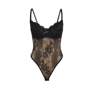 SUBBLIME - 955618 BODYSUIT DE RENDA COM FECHO DE BAIXO PRETO S-M