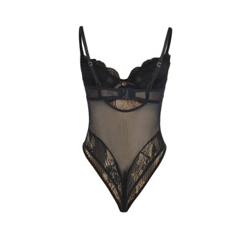 SUBBLIME - 955618 BODYSUIT DE RENDA COM FECHO DE BAIXO PRETO S-M