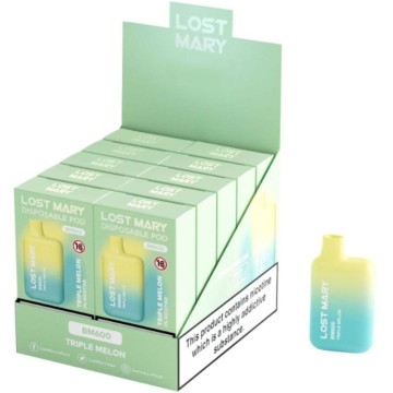 LOST MARY - (EXPOSITOR PROFESSIONAL PACK -10 UNIDADES) BM600 NICOTINE VAPER 2 DESCARTÁVEL TRIPLE MELÃO