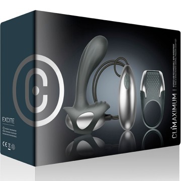 CLIMAXIMUM - KIT EXCITE ANEL PARA PÉNIS MASSAGEADOR DE PRÓSTATA COM FIO