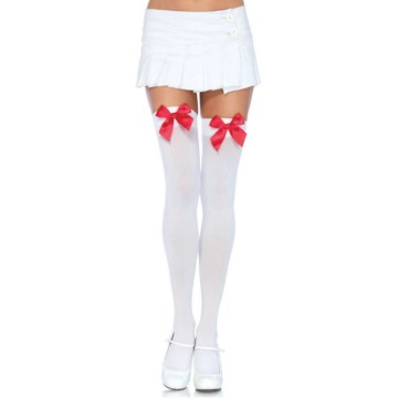 LEG AVENUE - COXAS EM NYLON COM LAO BRANCO - VERMELHO