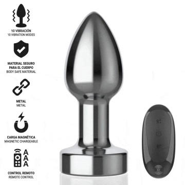 INTENSE - PLUG ANAL 10 VIBRAÇÕES METAL COM CONTROLE REMOTO S