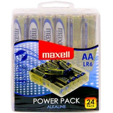 MAXELL - PACOTE DE BATERIA ALCALINA AA LR6 24 PILHAS