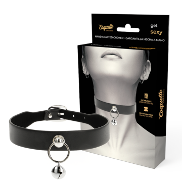 COQUETTE CHIC DESIRE - COLAR DE COURO VEGANO ACESSÓRIO MULHER CHOCALHO-ARO