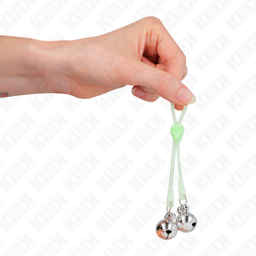 KINK - PINÇAS DE CRÂNIO LUMINOSAS COM ANEL SINOS AJUSTÁVEIS VERDE - PRATA