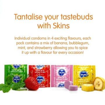 SKINS - PRESERVATIVOS PREMIUM MULTI SABORES PACOTE COM 16