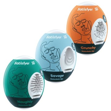 SATISFYER - 3 OVOS MASTURBADORES NAUGHTY, SAVAGE and CRUNCHY