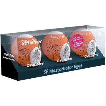 SATISFYER - 3 OVOS MASTURBADORES NAUGHTY, SAVAGE and CRUNCHY