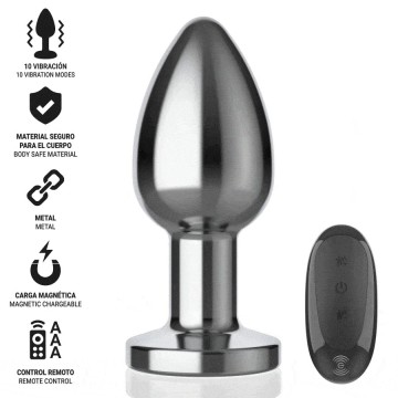 INTENSE - PLUG ANAL 10 VIBRAÇÕES METAL COM CONTROLE REMOTO L