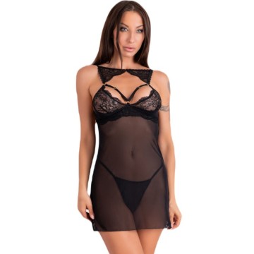 LIVCO CORSETTI FASHION - KROLINA LC 90734 CHEMISE TANGA PRETA S-M