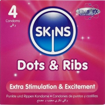 SKINS - DOTS and RIBS PREMIUM PRESERVATIVOS PACOTE 4