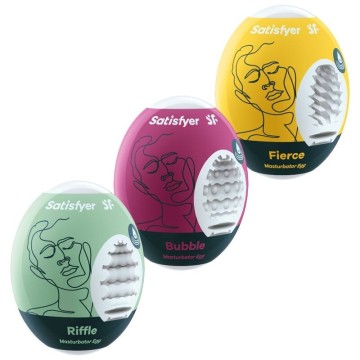 SATISFYER - 3 OVOS MASTURBADORES RIFFLE, BUBBLE and FIERCE